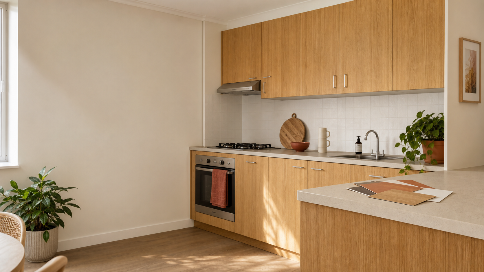 Warm kitchen surface glow-up concept