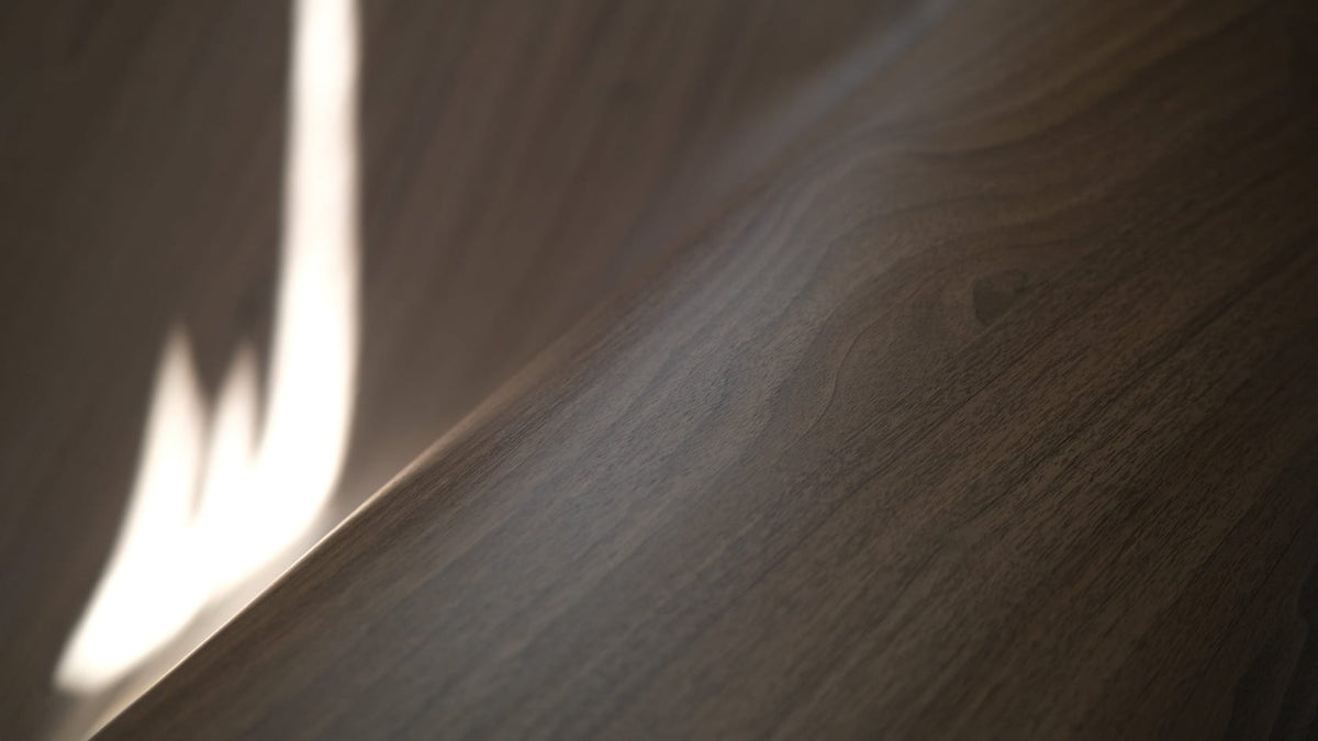Warm walnut Velven finish, the kind used to refresh a caravan interior